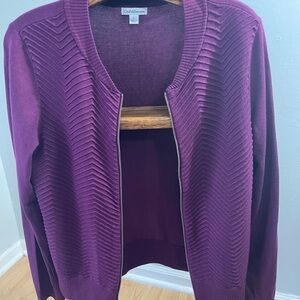 Croft & Barrow Large Cardigan Zippered Women's Purple Sweater